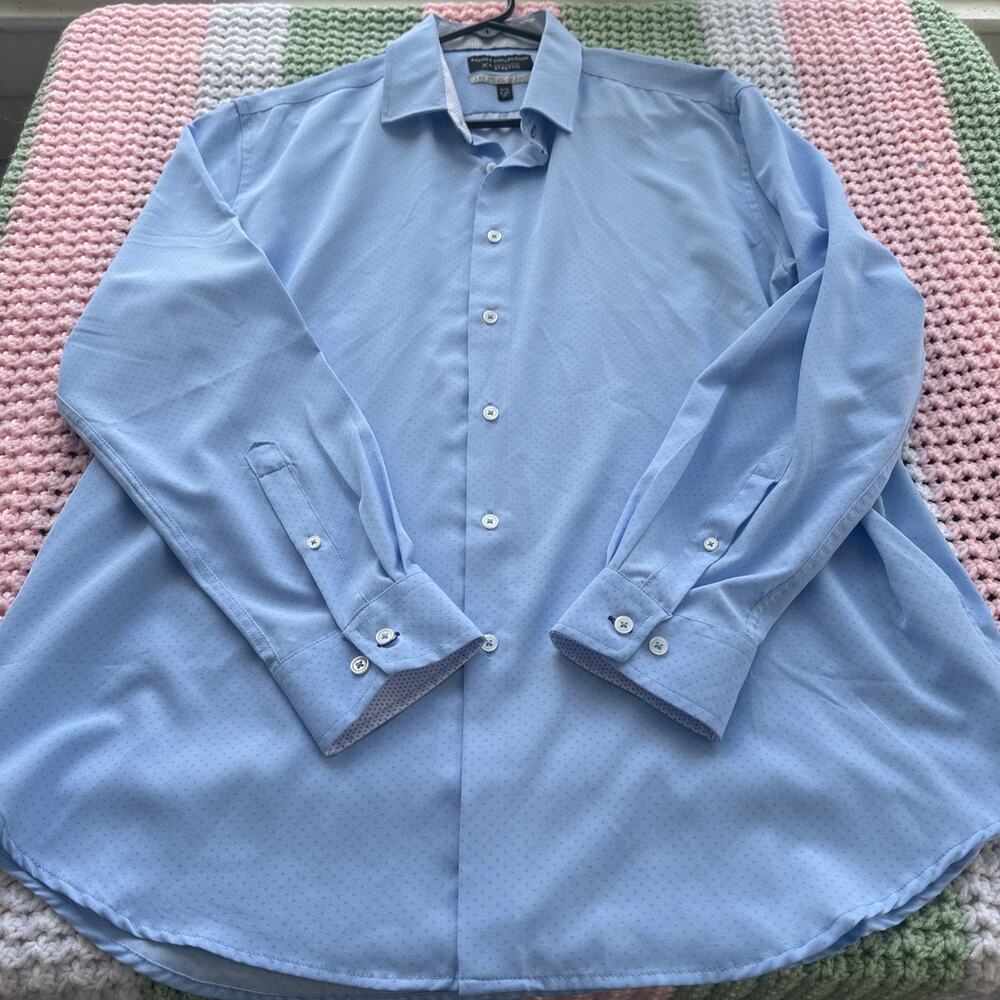 Report Collection 4 Way Stretch Men’s XL Long Sleeve Dress Shirt Blue Light